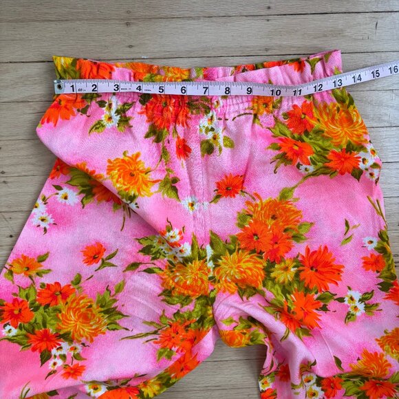 60s/60s Floral Flare Hand Sewn Vintage Trousers - Picture 8 of 11